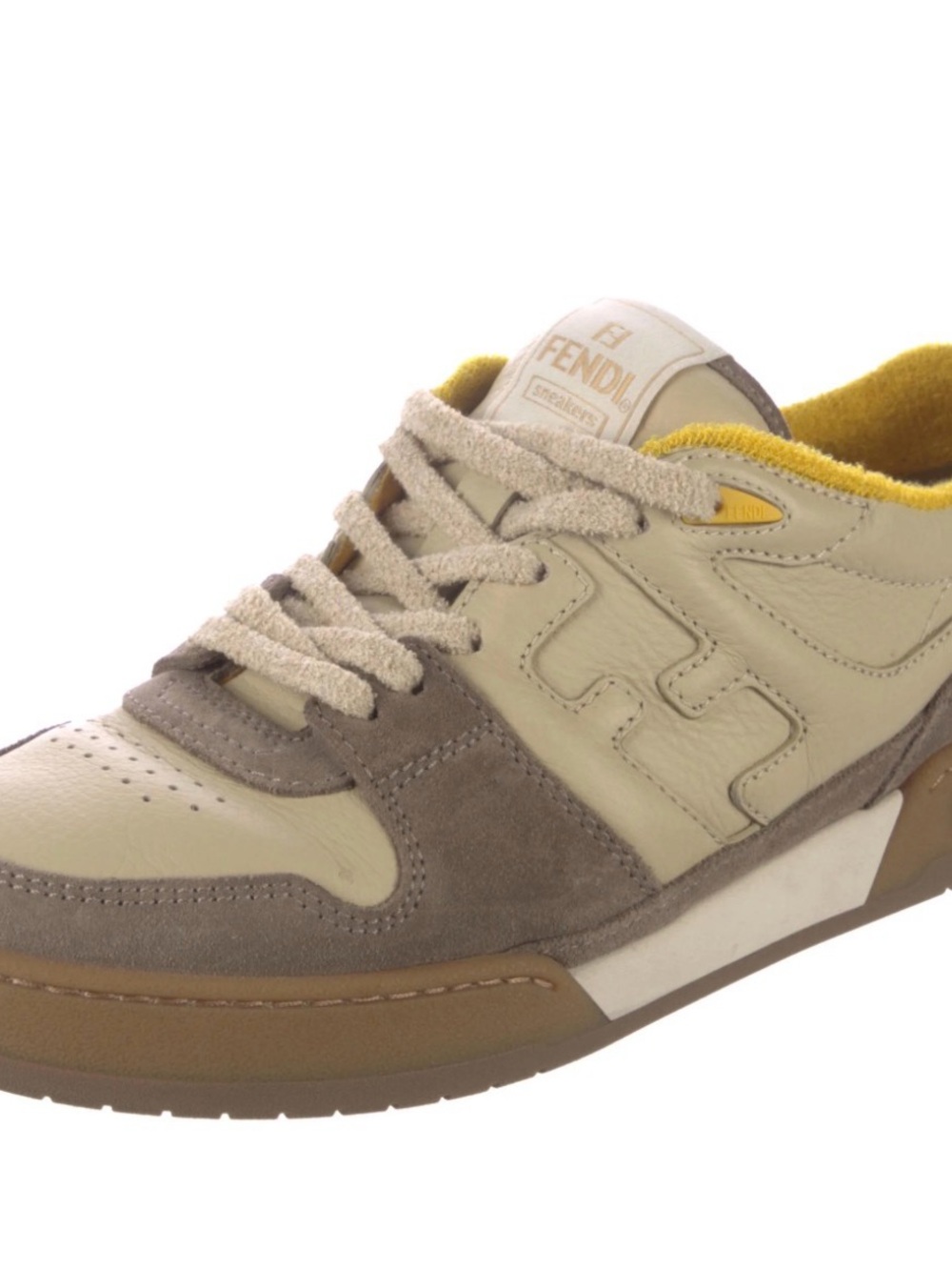 Fendi Men's Beige, Brown & Yellow Low-Top Sneakers